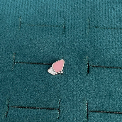 92.5 Silver Pink Mother-of-Pearl Butterfly Stud Earrings Pair