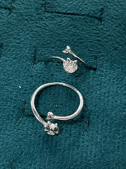 92.5 Silver Toe Rings for Women | Studded Bow Design | Traditional Jewellery