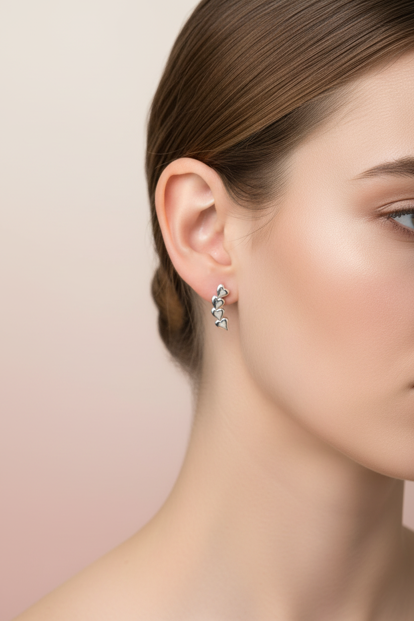 92.5 Silver Heart Earrings for Women | Stylish Love Design | Elegant Daily Wear Jewellery