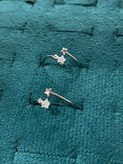 92.5 Sterling Silver Tristar Toe Rings for Women | Unique Triple Star Design