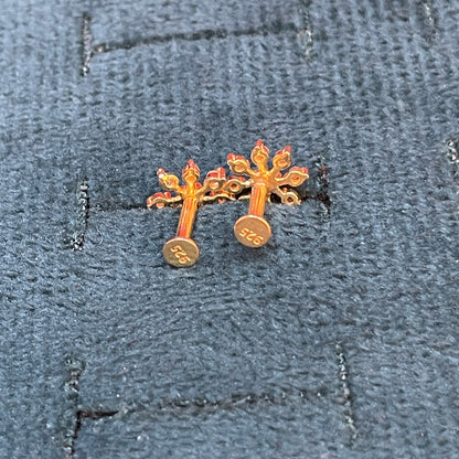 Gold Plated 92.5 Sterling Silver Full CZ Daisy Flower Stud Earrings for Women | Snowflake CZ Screw-Back Studs