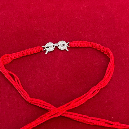 925 Sterling Silver Cool Bro Rakhi | Red Thread Rakhi for Raksha Bandhan