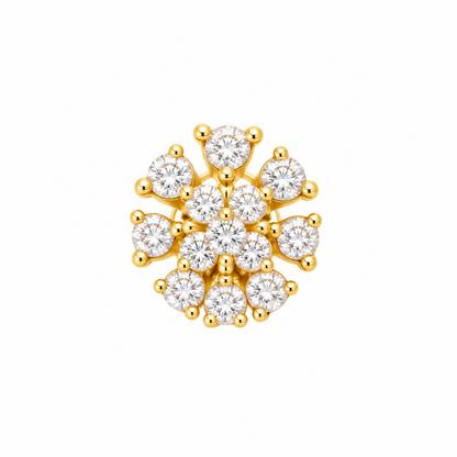 92.5 Silver Gold Plated White CZ Flower Cluster Nose Pin for Women