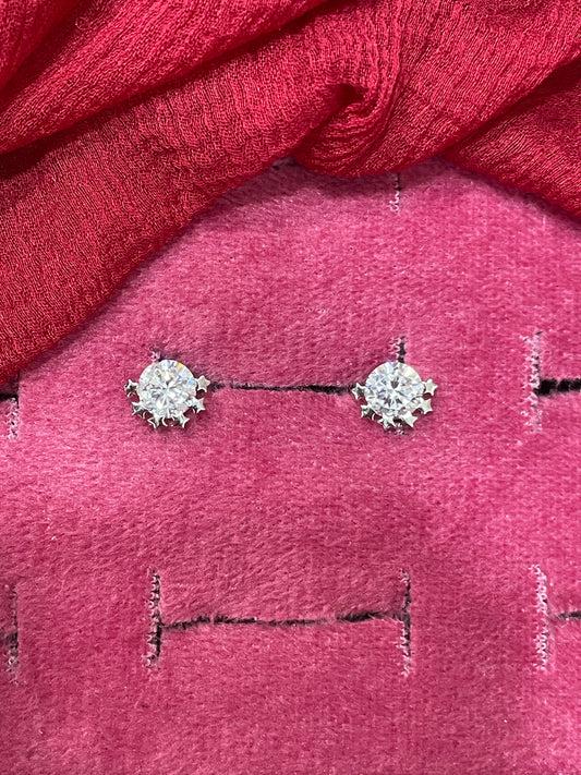 92.5 Silver Premium White Stone Studs | Elegant Sparkle Finish | Jewellery