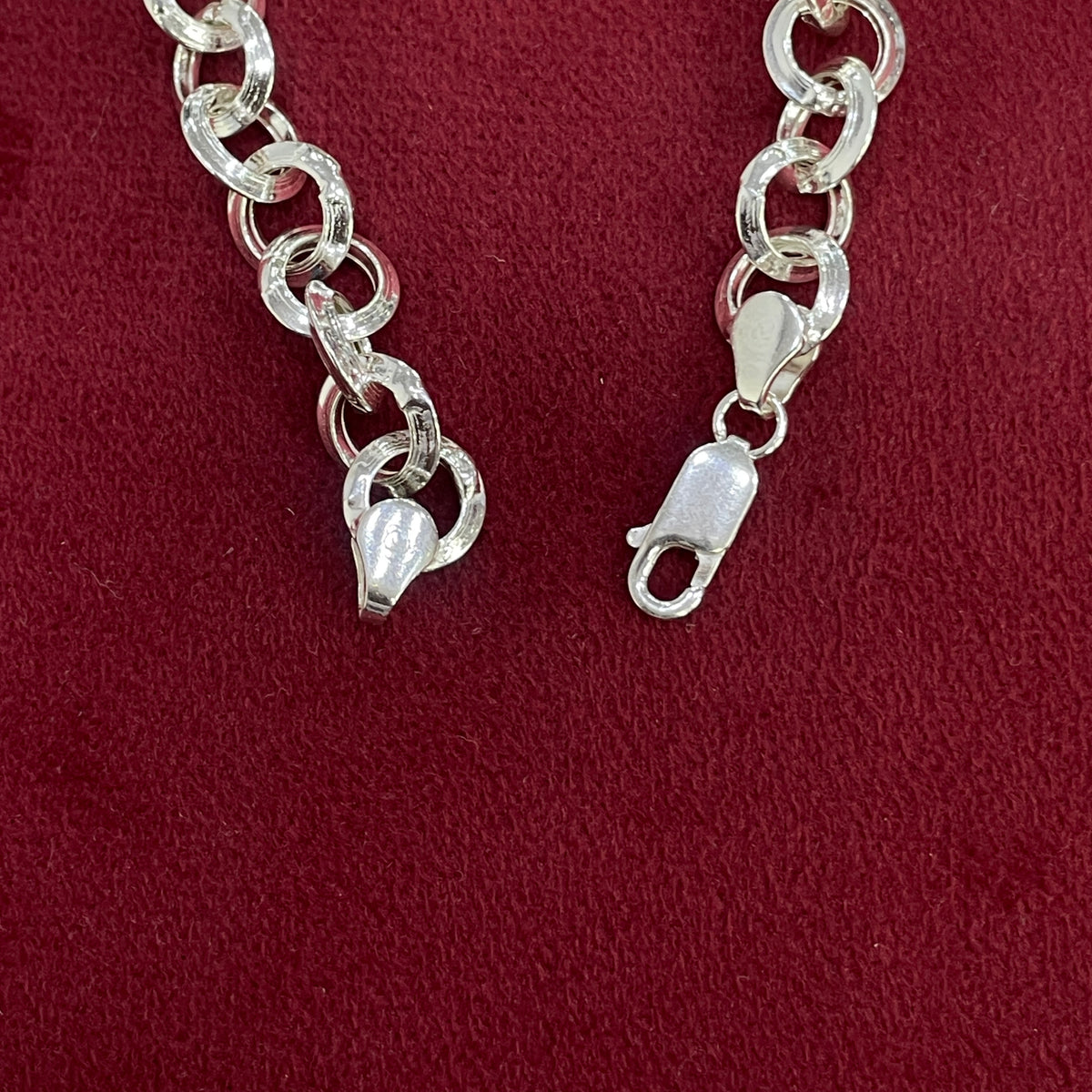 92.5 Silver Round Link Chain Bracelet for Men