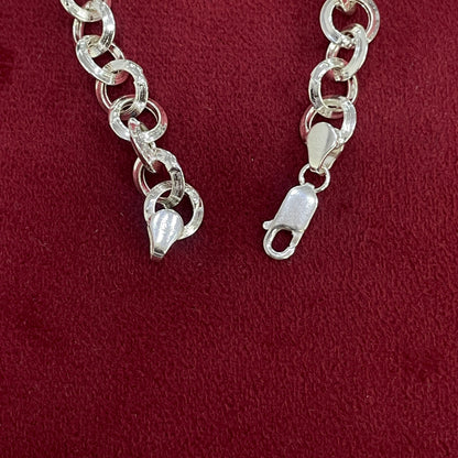 92.5 Silver Round Link Chain Bracelet for Men