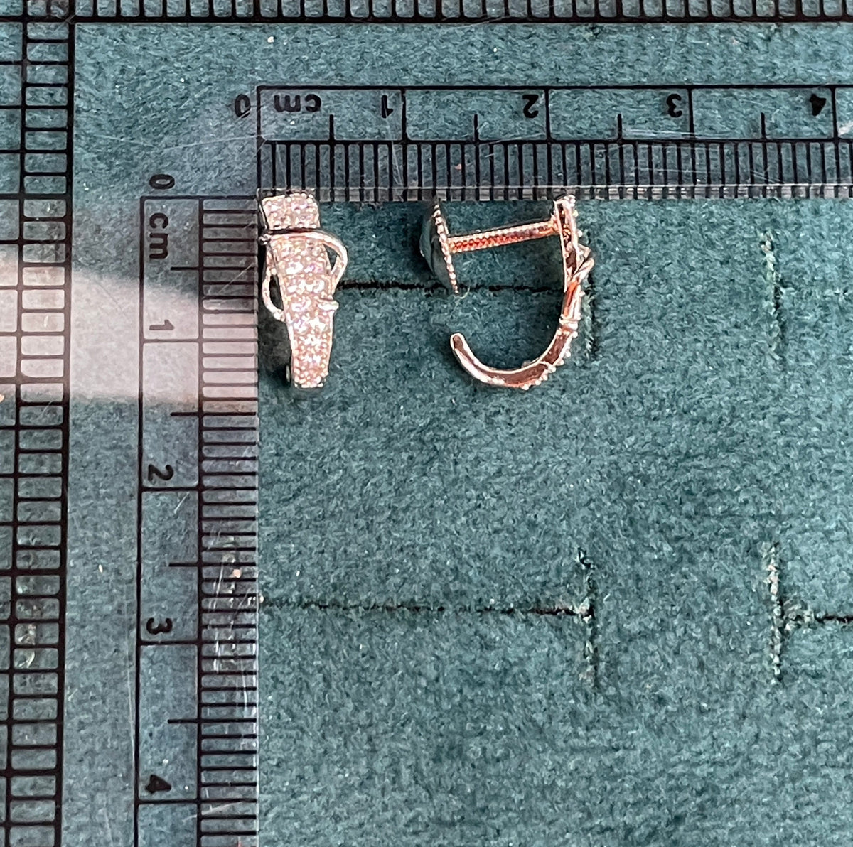 92.5 Sterling Silver Pavé CZ Huggie Hoop J Studs pair
