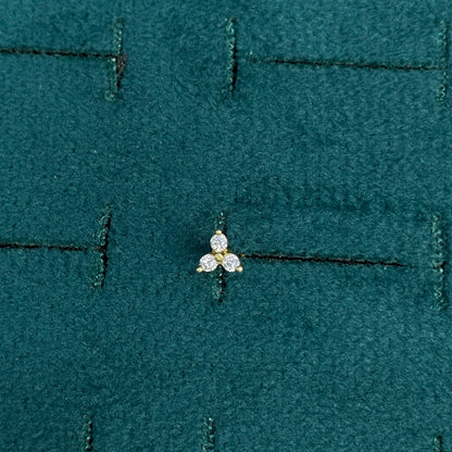 92.5 Sterling Silver Gold Plated CZ Trinity Nose Pin