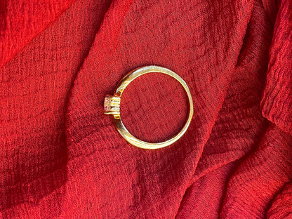 92.5 Silver Gold Plated White Stone Ring for Women Size 13 | Minimal Elegant Jewellery