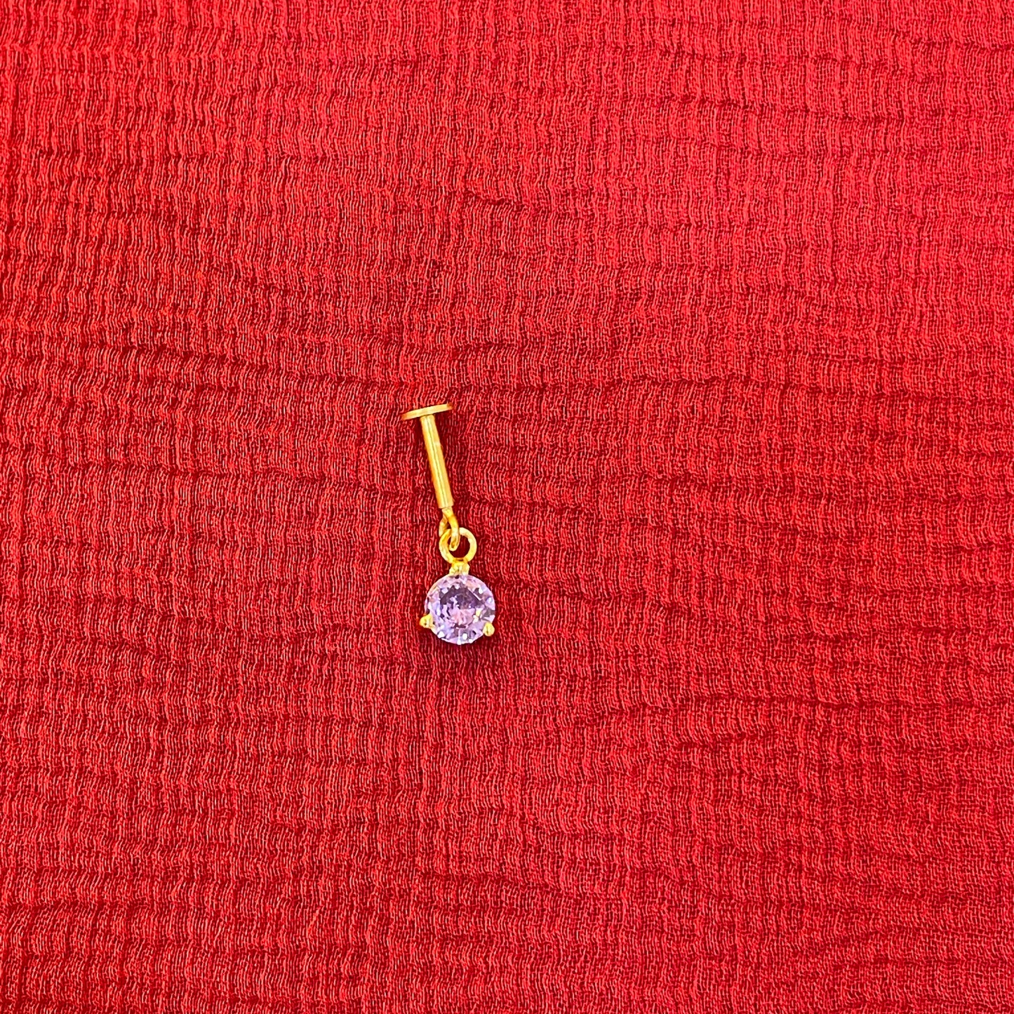 925 Silver Gold Plated Purple Dangler Bugadi Pair