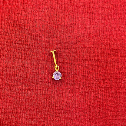 925 Silver Gold Plated Purple Dangler Bugadi Pair