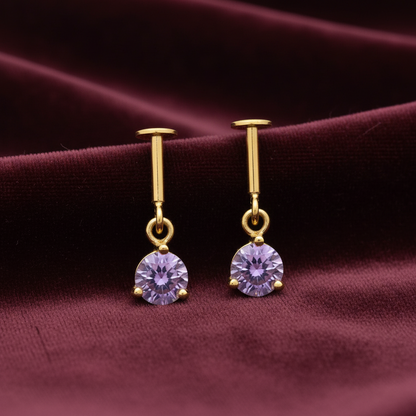 925 Silver Gold Plated Purple Dangler Bugadi Pair
