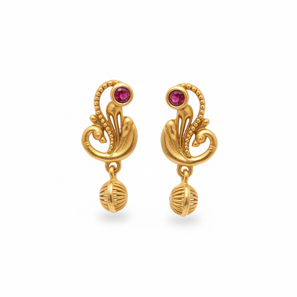 92.5 silver classy leaf gold plated earrings