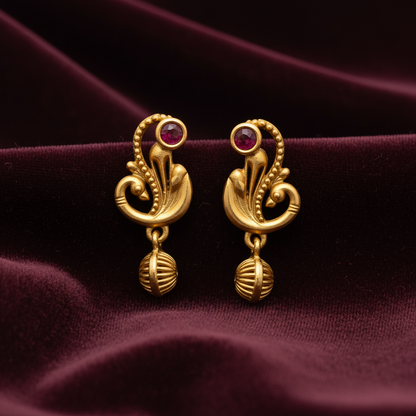 92.5 silver classy leaf gold plated earrings