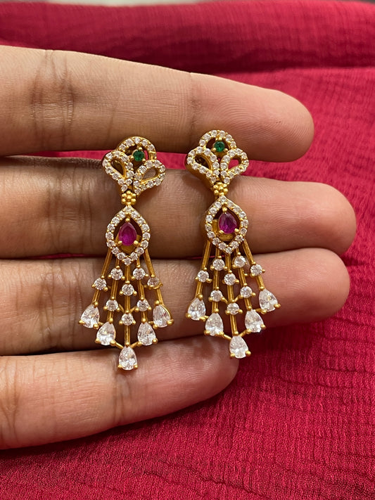 92.5 Silver Gold Plated Stylish Classy Earrings for Women | Elegant Modern Design | Jewellery