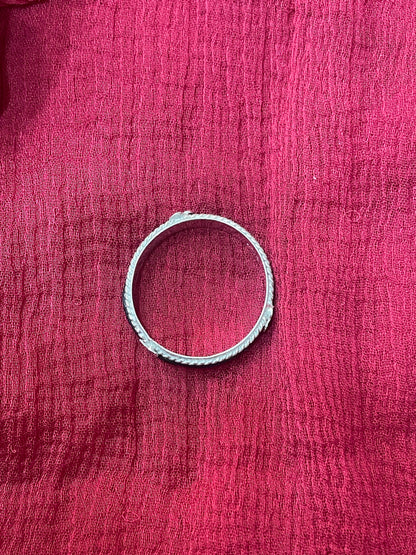 92.5 Silver Black Thread Ring for Men Size 18 | 3 Clove Fiber Design | Stylish Modern Jewellery