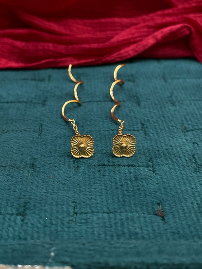 925 Silver Gold Plated Clover Spiral Earrings for Women | Elegant Floral Design