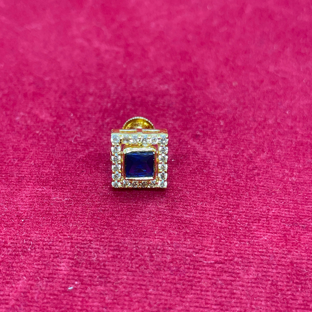 92.5 Silver Gold Plated Earrings for Women | Classy Square Blue Stone Studs pair