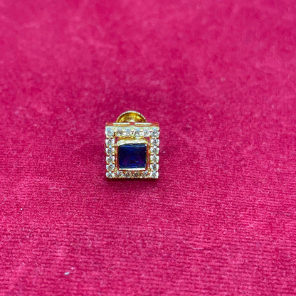 92.5 Silver Gold Plated Earrings for Women | Classy Square Blue Stone Studs pair
