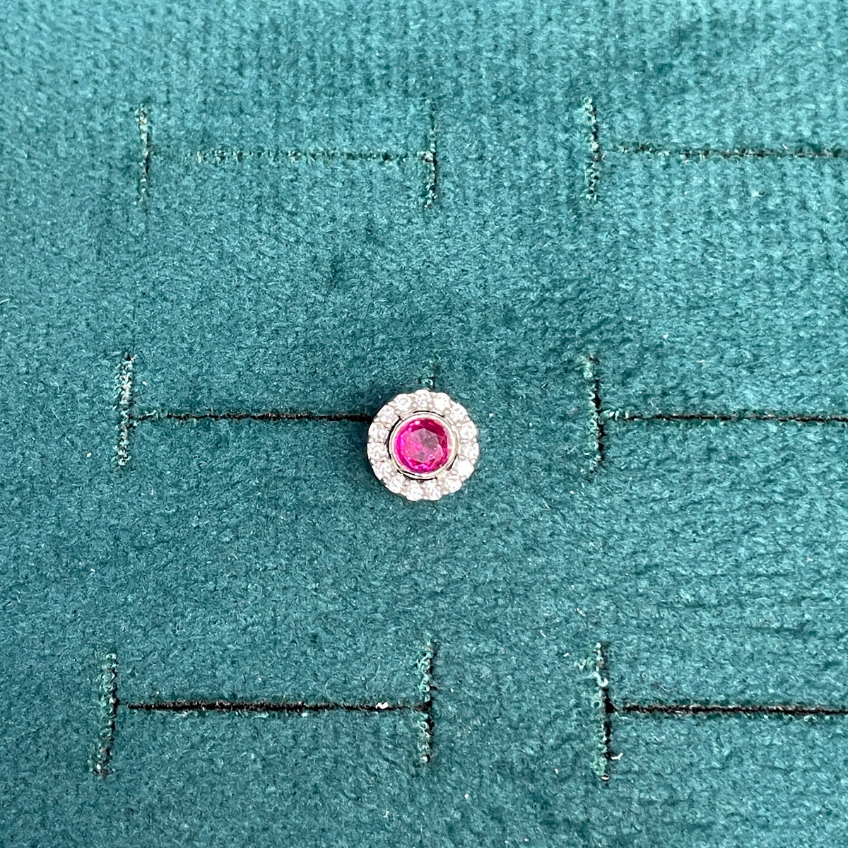 92.5 Sterling Silver Earrings for Women | Round Pink Stone with White Stone Halo pair