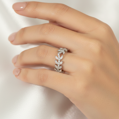 92.5 silver stylish leaf ring size 10