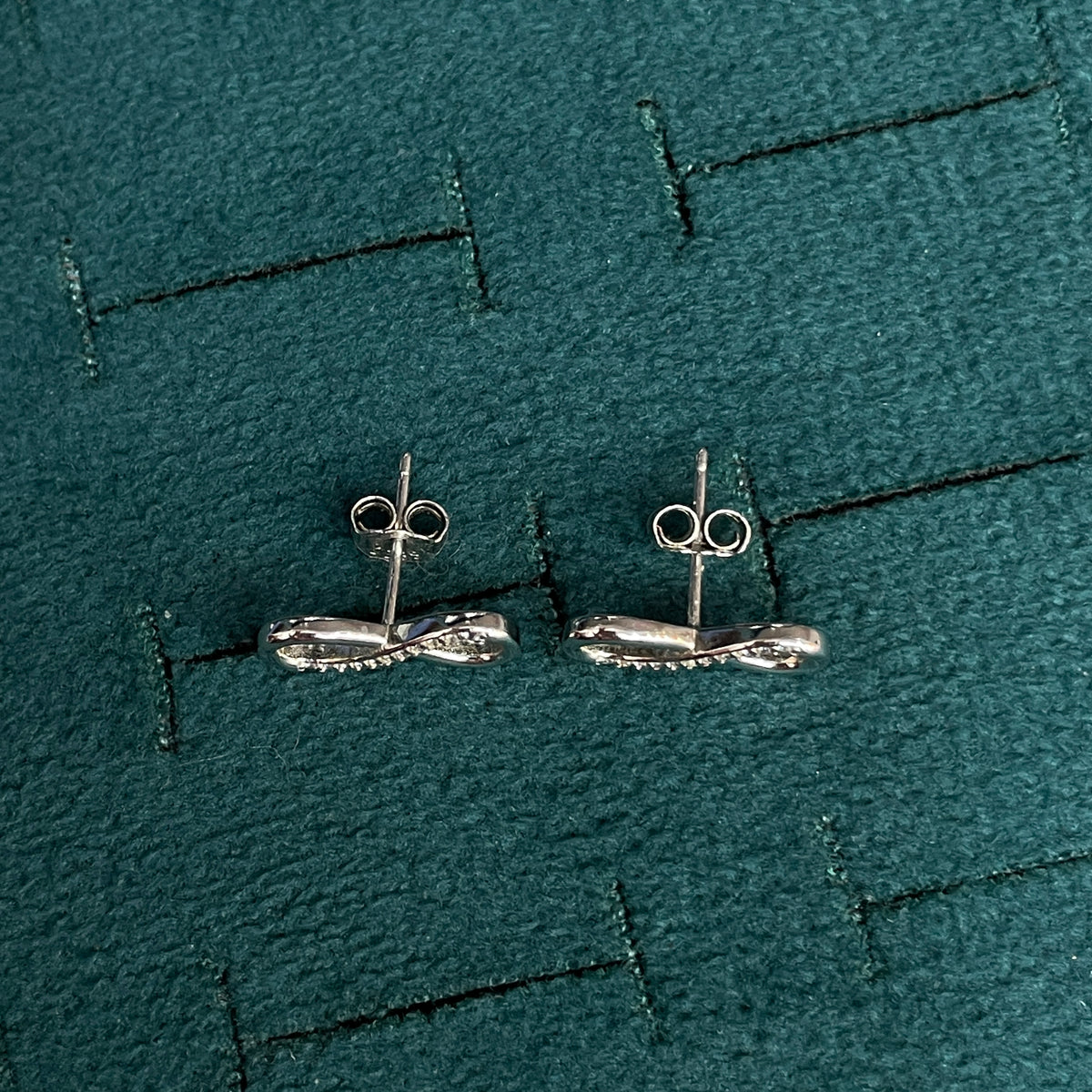 92.5 Silver CZ Infinity Stud Earrings for Women