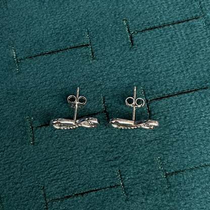 92.5 Silver CZ Infinity Stud Earrings for Women