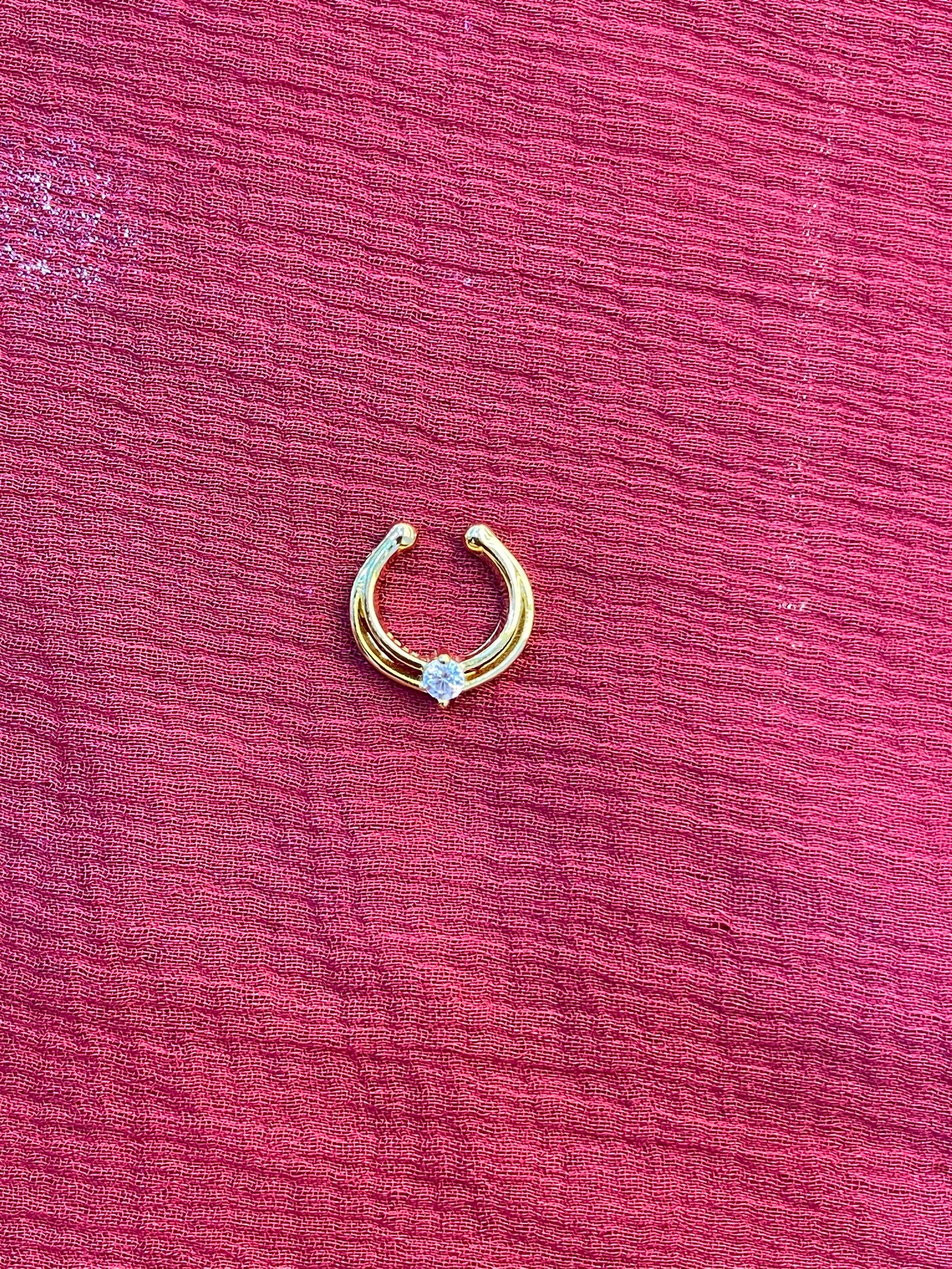 92.5 silver gold plated white stone septum