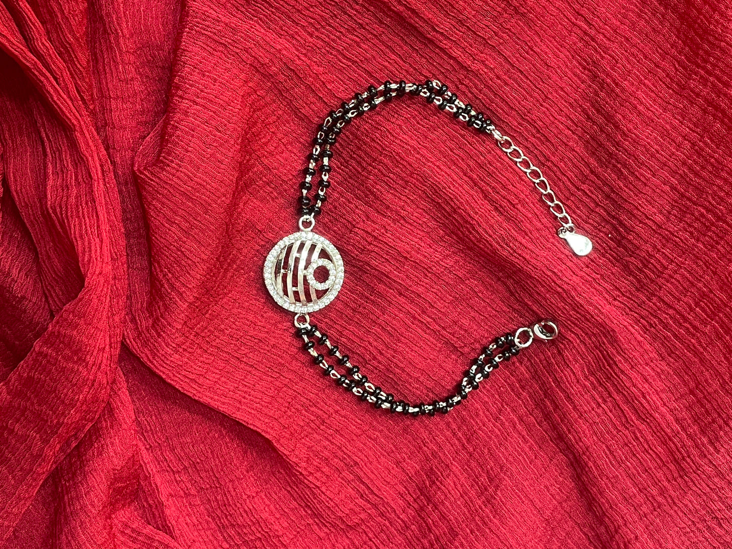 92.5 Silver Black Beads Bracelet for Women 7.5 Inches | Stylish Minimal Design | Elegant Daily Wear Jewellery