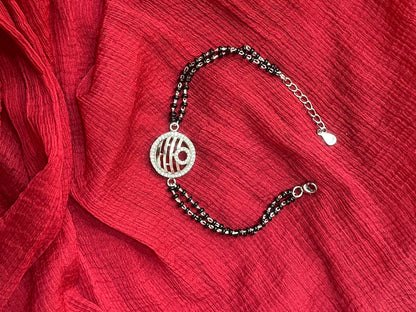 92.5 Silver Black Beads Bracelet for Women 7.5 Inches | Stylish Minimal Design | Elegant Daily Wear Jewellery