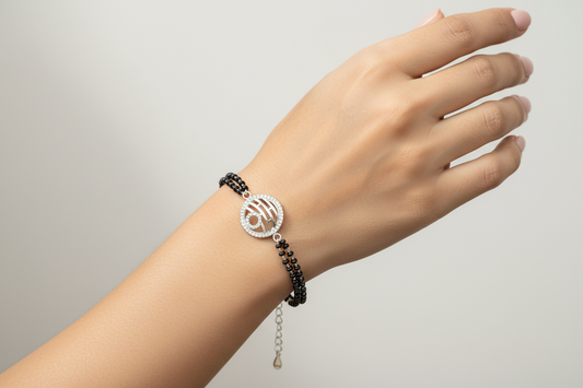 92.5 Silver Black Beads Bracelet for Women 7.5 Inches | Stylish Minimal Design | Elegant Daily Wear Jewellery