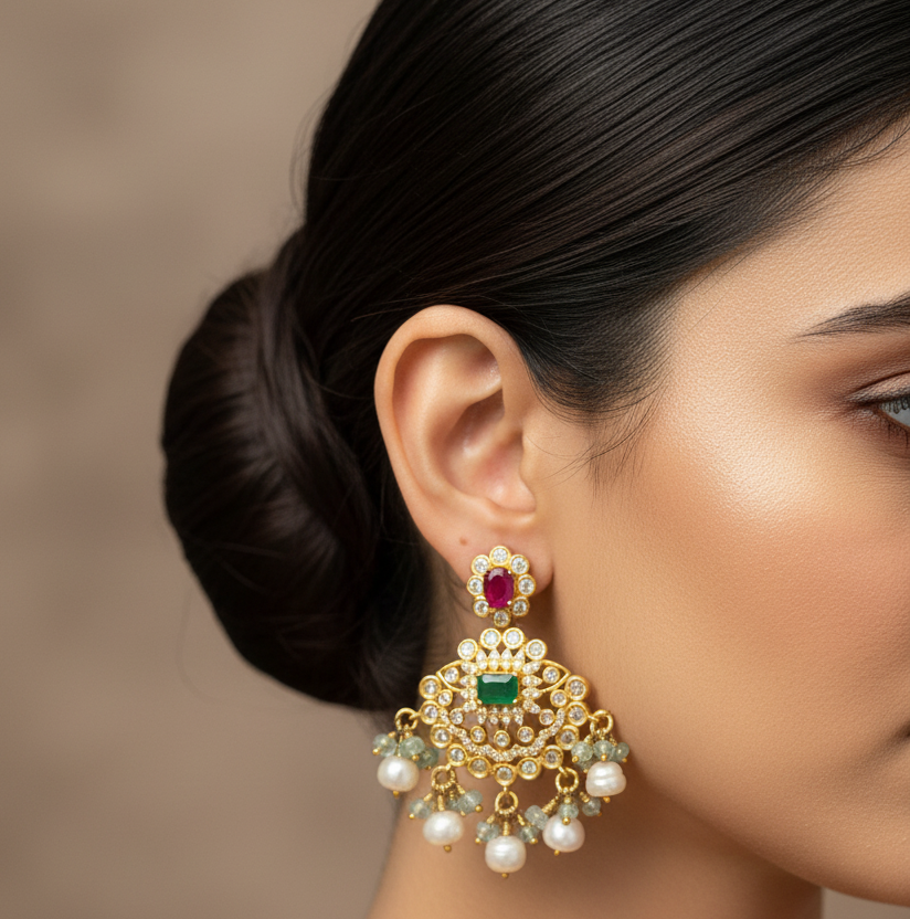 92.5 Silver Gold Plated Multicolor Earrings for Women | Stylish Vibrant Design | Trendy Jewellery
