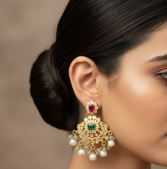 92.5 Silver Gold Plated Multicolor Earrings for Women | Stylish Vibrant Design | Trendy Jewellery