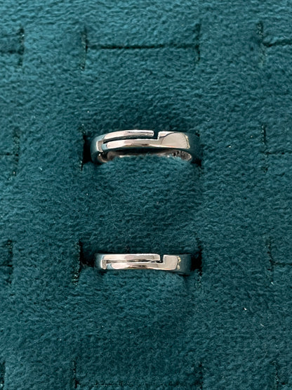 92.5 Silver Diagonal Stone Band Couple Rings | Adjustable Classic Design