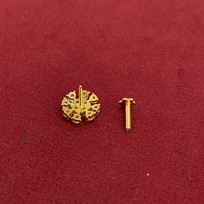92.5 Silver Gold Plated White CZ Flower Cluster Nose Pin for Women