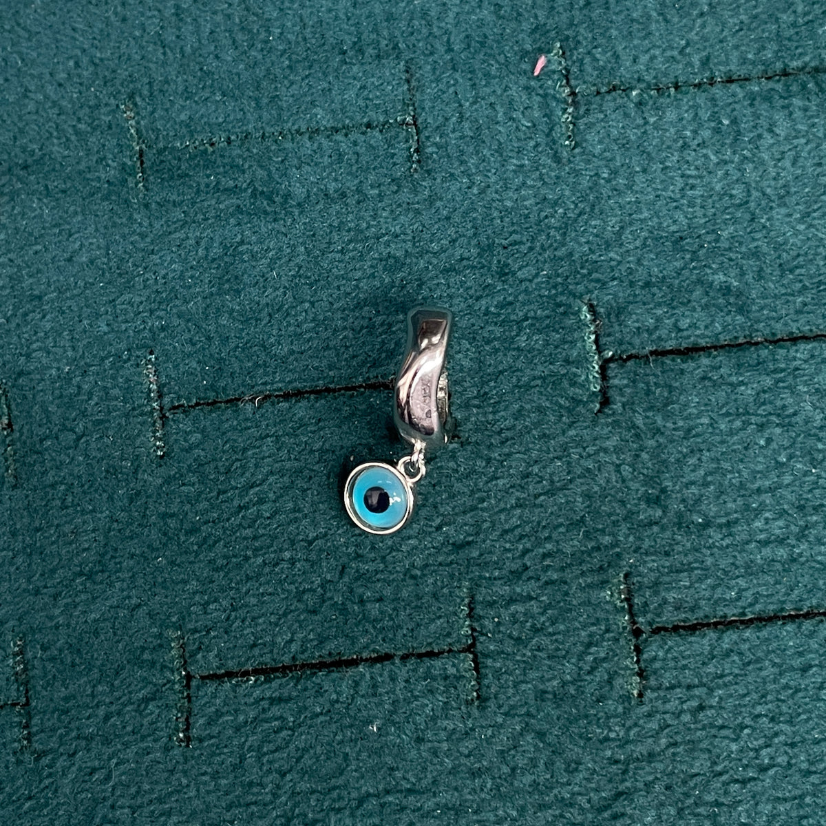 92.5 Sterling Silver Bali Earrings for Women | Plain Polished Hoop with Evil Eye Charm Drop pair