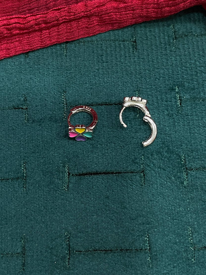 925 Silver Colourful Clover Hoops