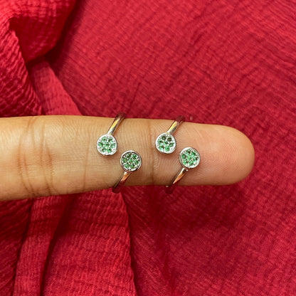 Silver Green Stone Toe Rings