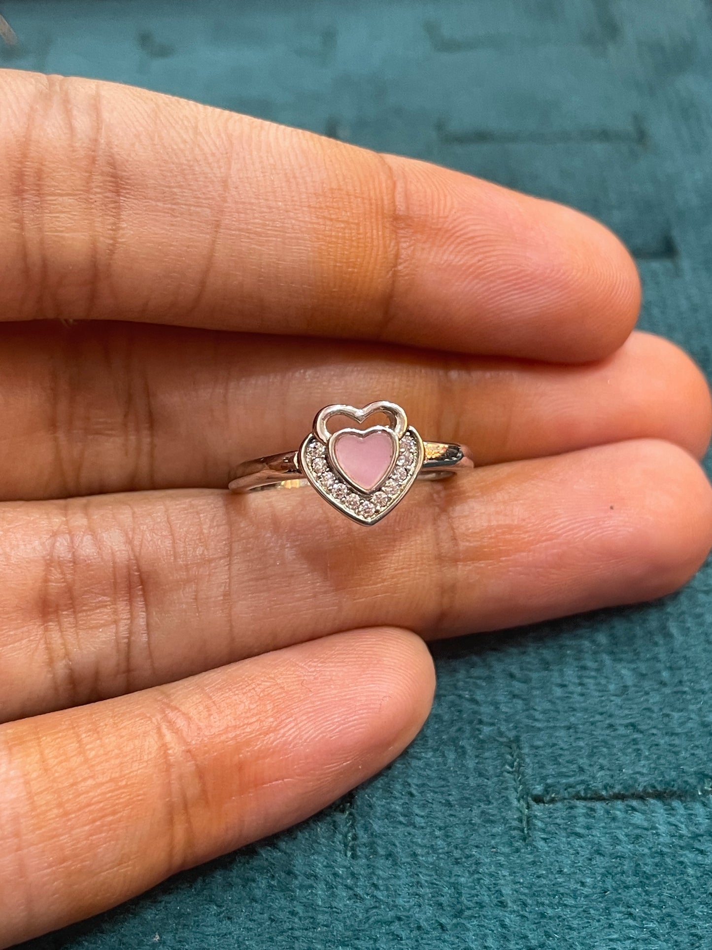 92.5 Silver Pink Heart Ring for Women Size 9 | Stylish Soft Tone Design | Elegant Gift Jewellery