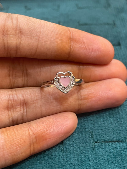 92.5 Silver Pink Heart Ring for Women Size 9 | Stylish Soft Tone Design | Elegant Gift Jewellery