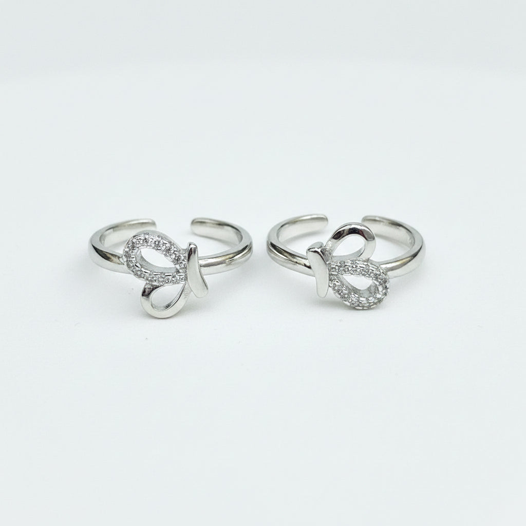 92.5 Sterling Silver CZ Butterfly Open Toe Rings for Women — Pair