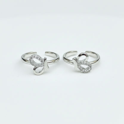 92.5 Sterling Silver CZ Butterfly Open Toe Rings for Women — Pair