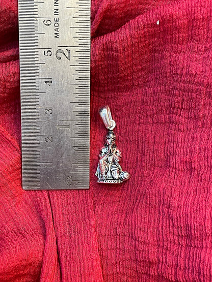 92.5 Silver Oxidised Hanuman Pendant for Men & Women | Bajrangbali Antique Design | Temple Jewellery