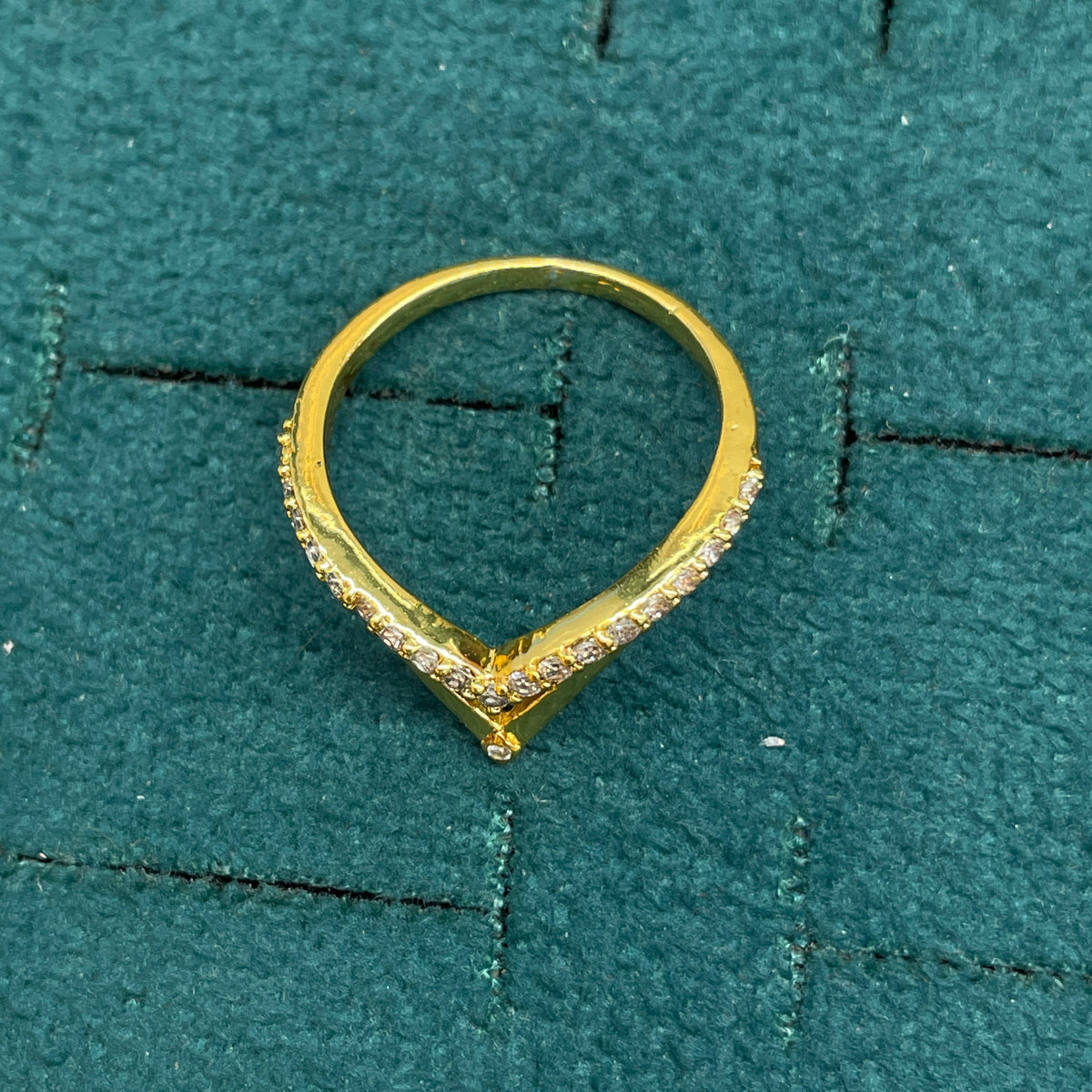 92.5 Silver with Gold Plating Dual Line V Ring for Women