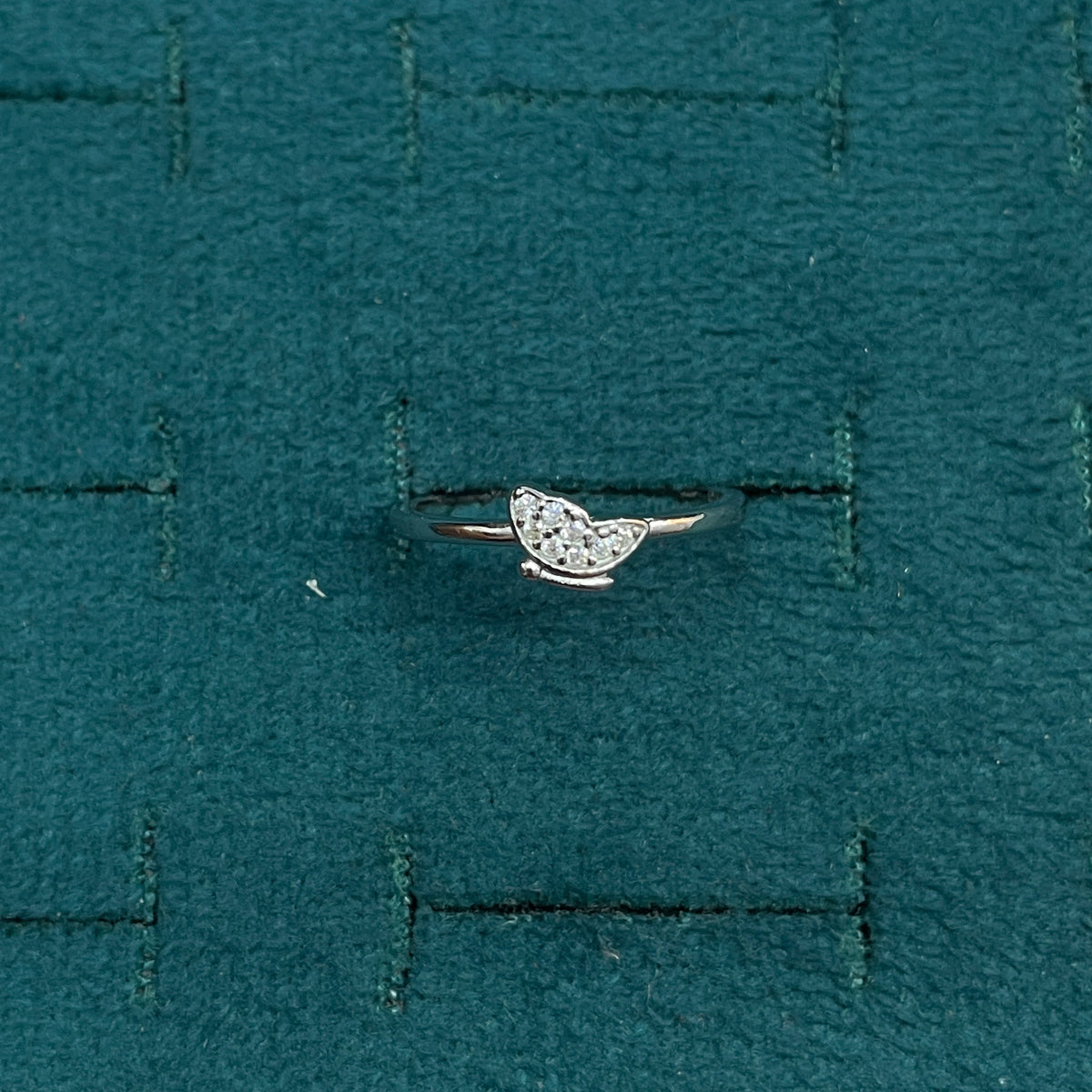 92.5 Sterling Silver Pave CZ Butterfly Finger Ring for Women