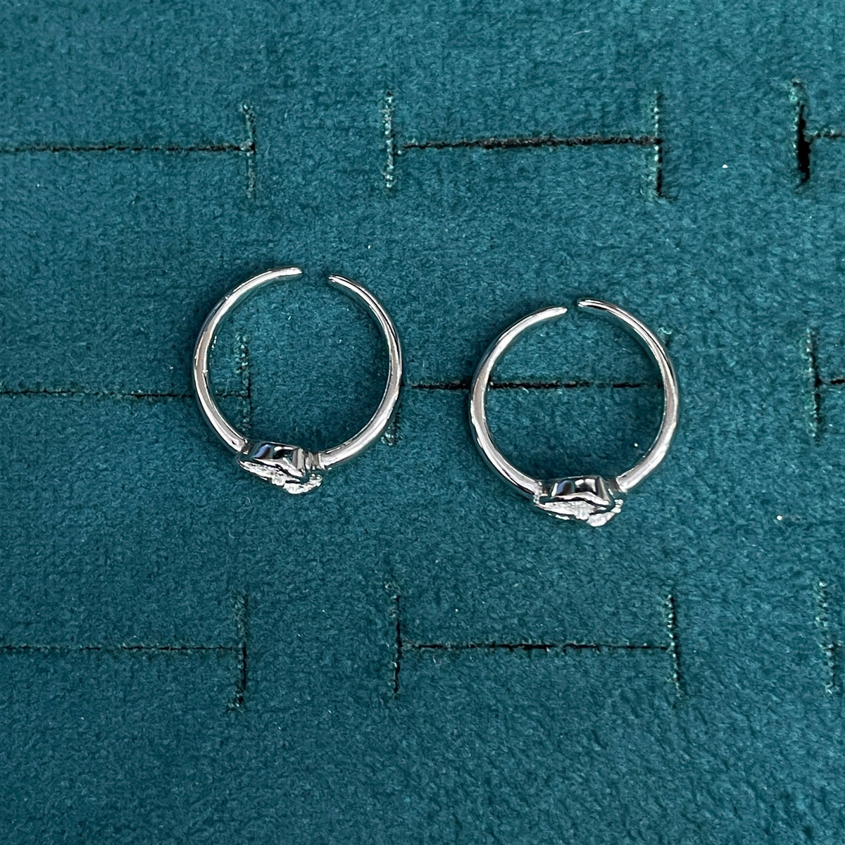 92.5 Sterling Silver CZ Triple Swirl Open Toe Rings for Women — Pair