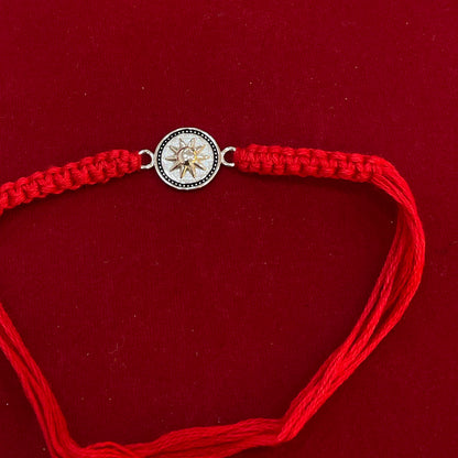 925 Sterling Silver Star Rakhi | Red Thread Rakhi for Raksha Bandhan
