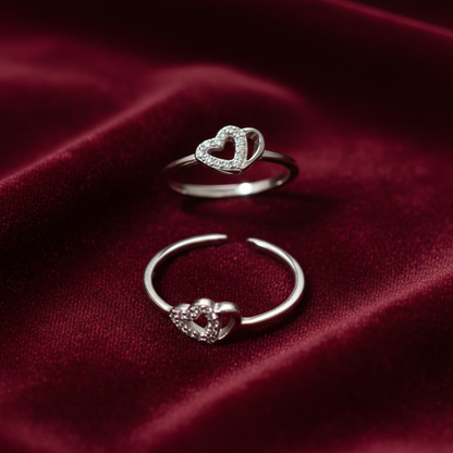 92.5 Sterling Silver Heart Toe Rings for Women | Romantic Elegant Design