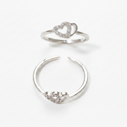92.5 Sterling Silver Heart Toe Rings for Women | Romantic Elegant Design