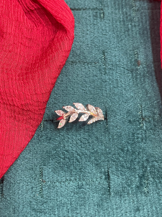 92.5 Silver Leaf Ring for Women Size 9 | Stylish Botanical Design | Elegant Fashion Jewellery